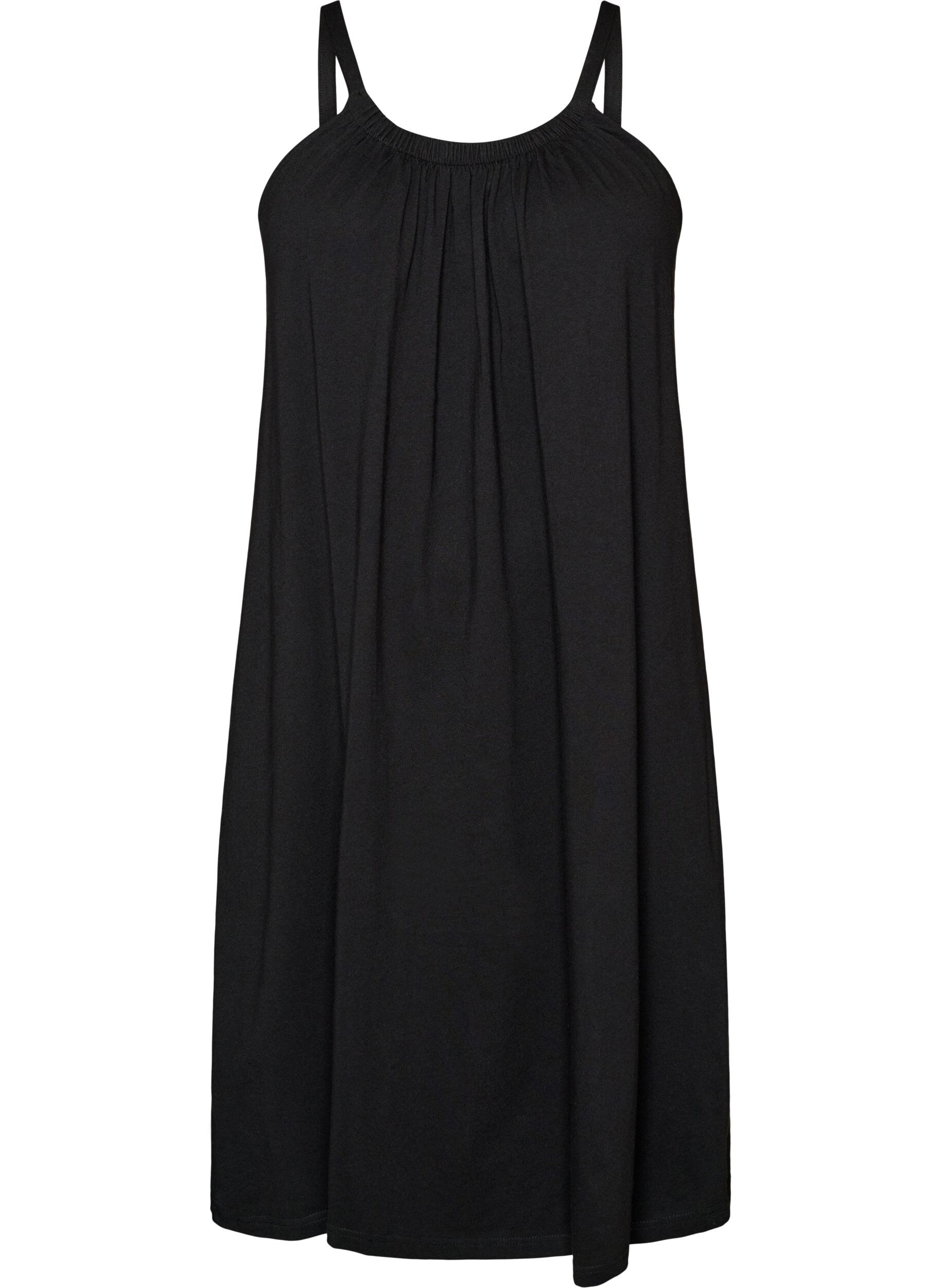 ZizzifashionKnee-length strap dress in organic cotton, Black, Packshot image number 0