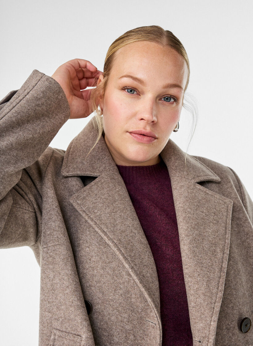 Short coat with double-breasted button closure, Beige, Image image number 0