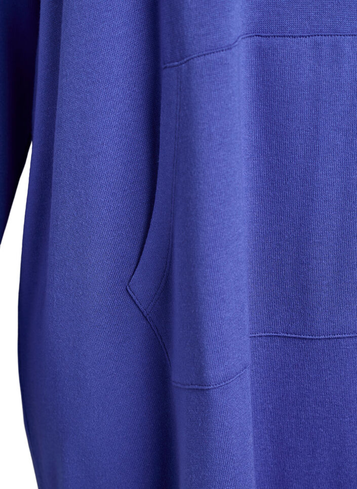 Short hoodie dress with a kangaroo pocket, Blue, Packshot image number 3