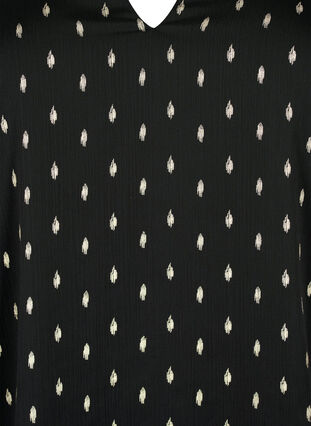 Printed blouse with v-neckline, Black w. Gold, Packshot image number 2