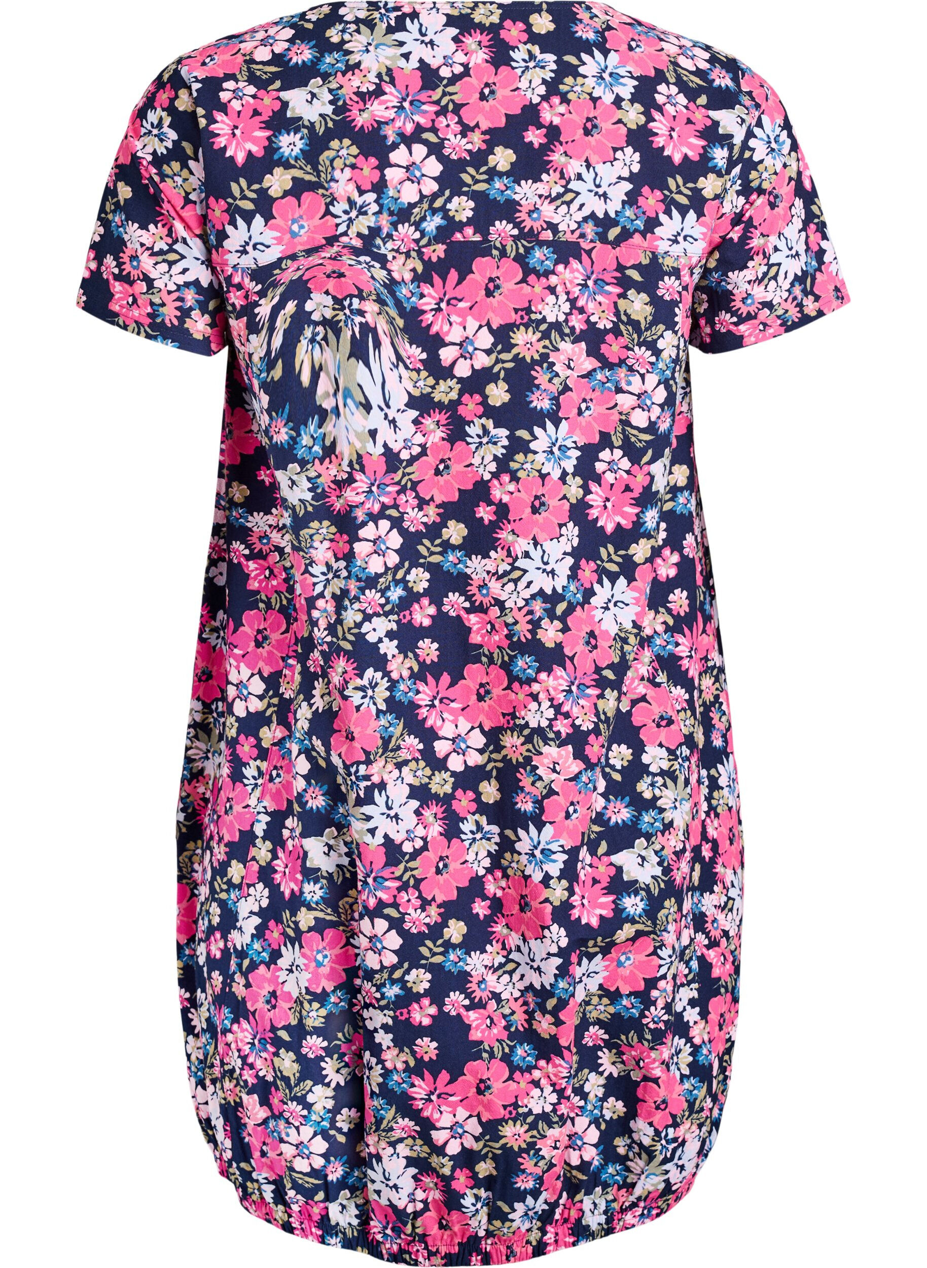 ZizzifashionShort-sleeved cotton dress with print, Blue, Packshot image number 1