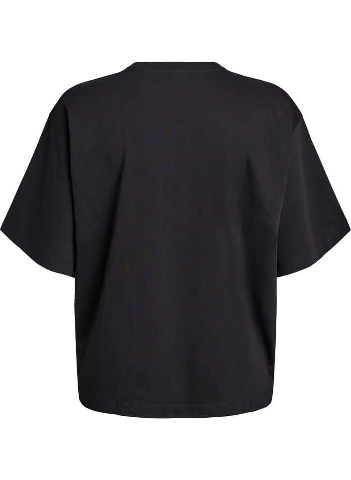 Oversized T-shirt with half sleeves, Black, Packshot image number 1