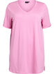 Single colour oversized t-shirt with v-neck, Pink, Packshot image number 0