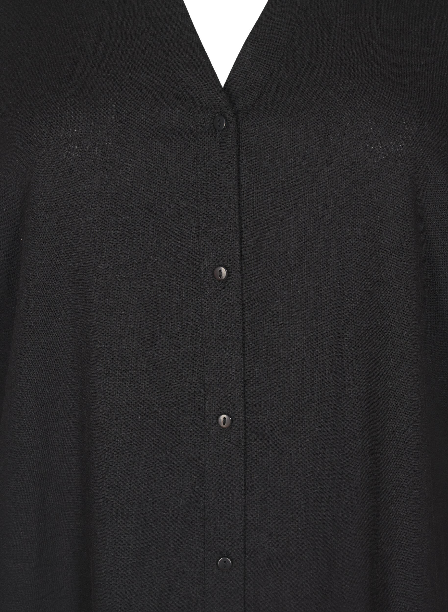 Zizzifashion Long shirt in linen and viscose, Black, Packshot image number 2