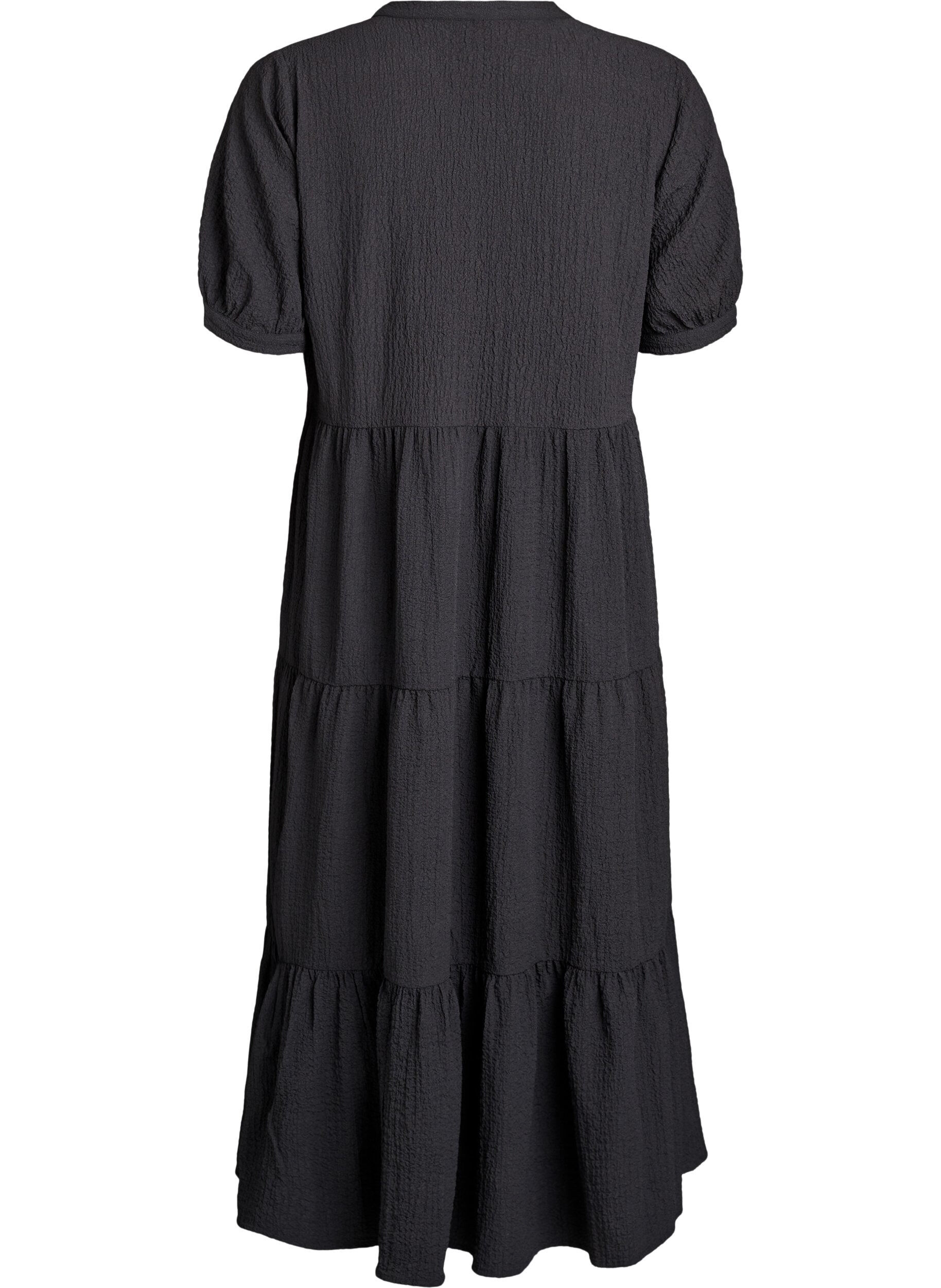ZizzifashionAnkle-length dress with short sleeves and tiered ruffles, Black, Packshot image number 1
