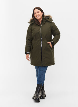 Waterproof winter jacket with detachable hood, Forest Night, Model image number 2