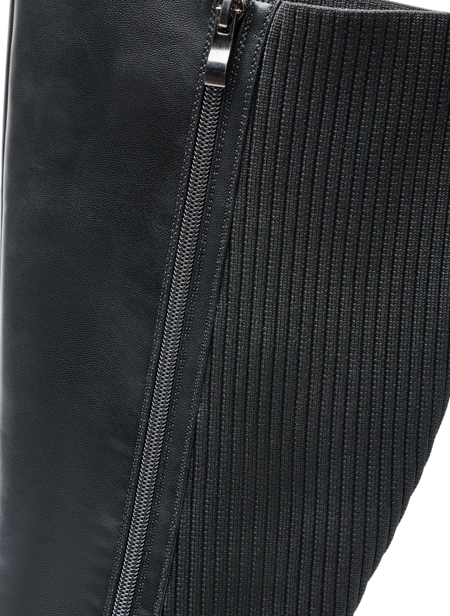 ZizzifashionLong boot with rib panels, Black, Packshot image number 4