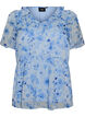 Floral blouse with a frill collar and peplum effect, Blue, Packshot image number 0