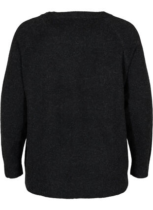 Melange knitted top with sequins, Dark Grey Melange, Packshot image number 1