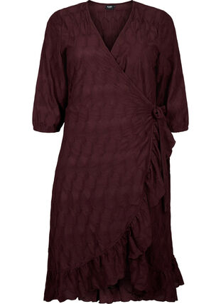 FLASH - Wrap Dress with 3/4 Sleeves, Fudge, Packshot image number 0