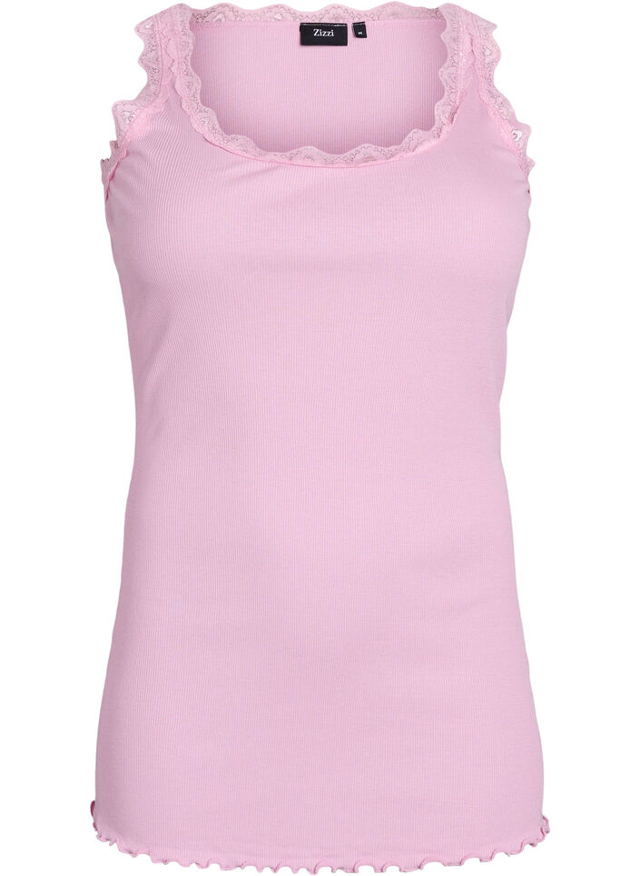 Top with lace trim, Pink, Packshot image number 0