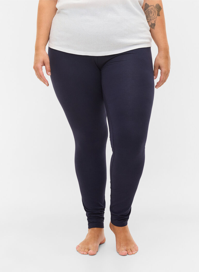 Basic viscose leggings, Blue, Model image number 3