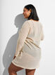 Beach dress with eyelet embroidery and long sleeves, Beige, Model image number 2
