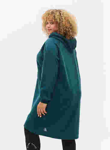 Long sleeved sweatshirt dress with hood, Deep Teal, Model image number 1