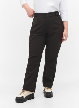 Softshell trousers with adjustable velcro, Black, Model image number 3