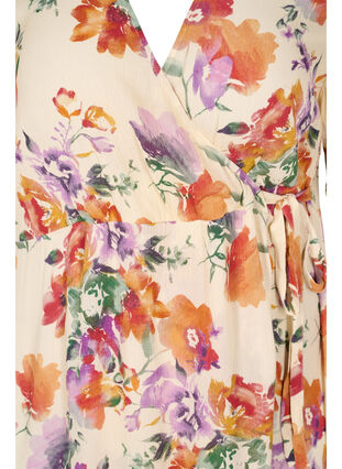 Wrap dress with floral print and short sleeves, Buttercream Vintage, Packshot image number 2