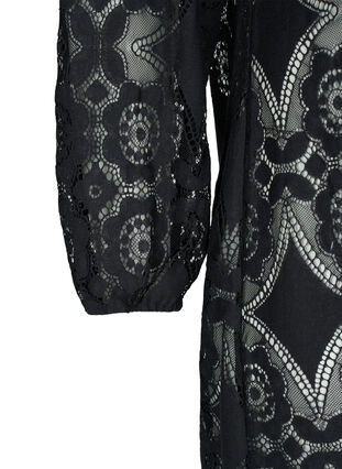 Long sleeved lace dress, Black, Packshot image number 3