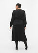 Long-sleeved viscose dress with tone-on-tone print, Black, Model image number 1