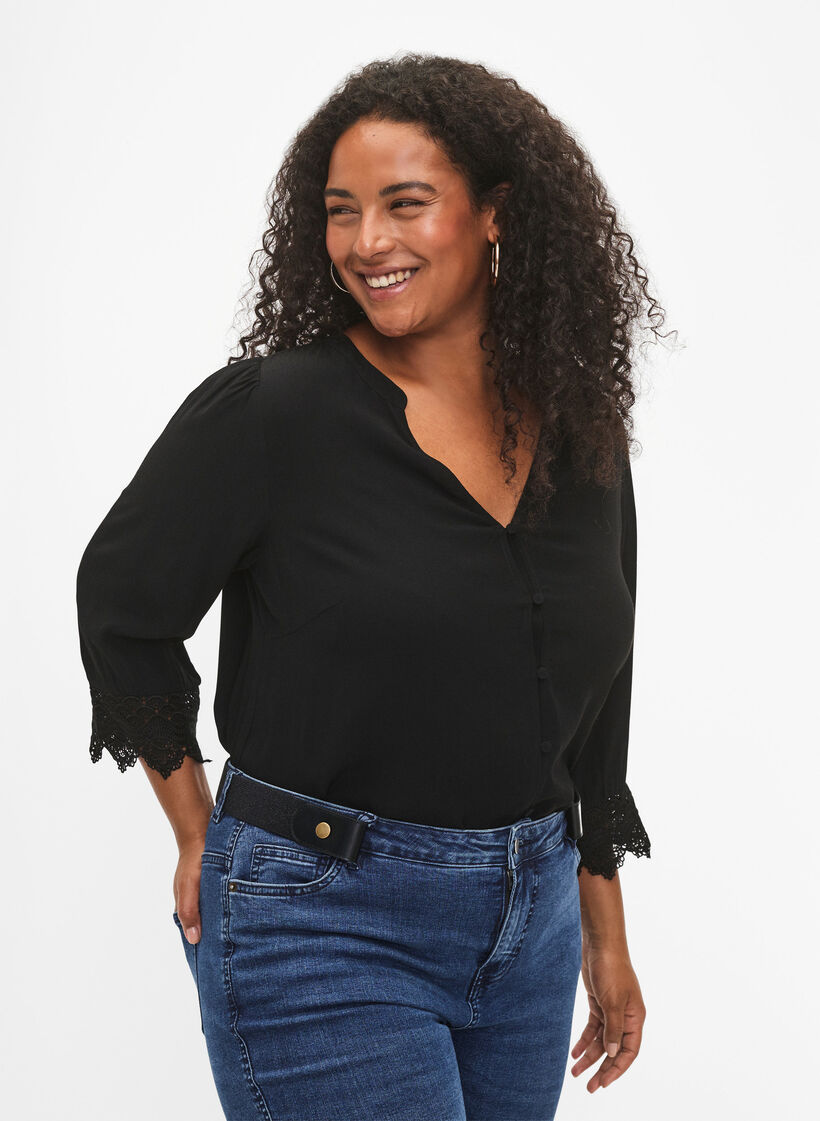 Elastic belt with lurex, Black, Model image number 0