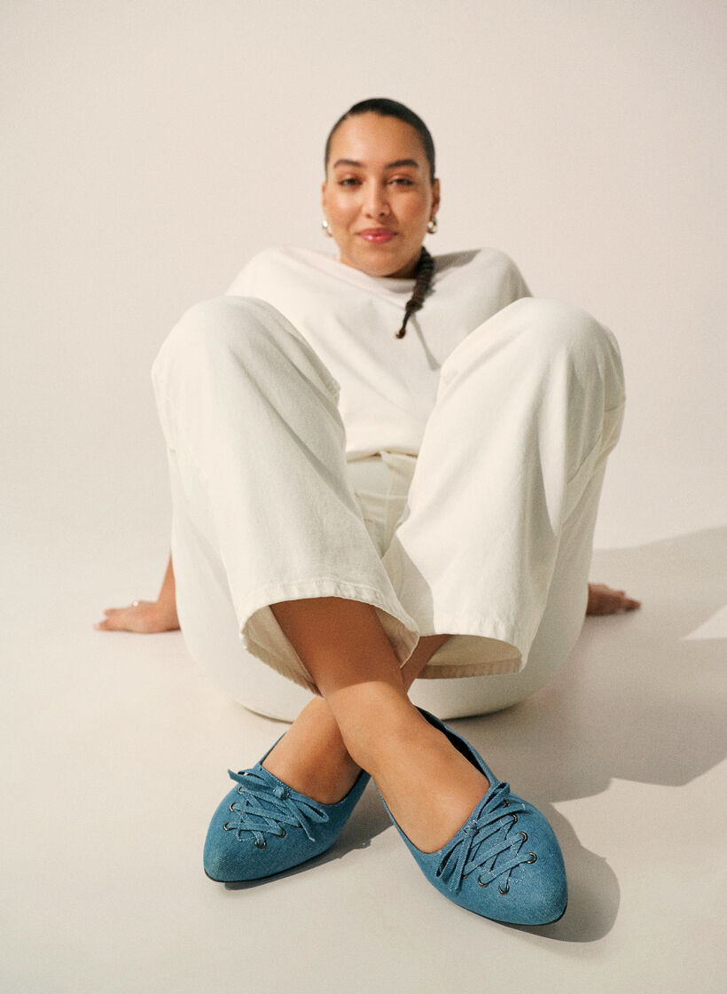 Ballerina with lace-up detail, Blue, Image image number 0