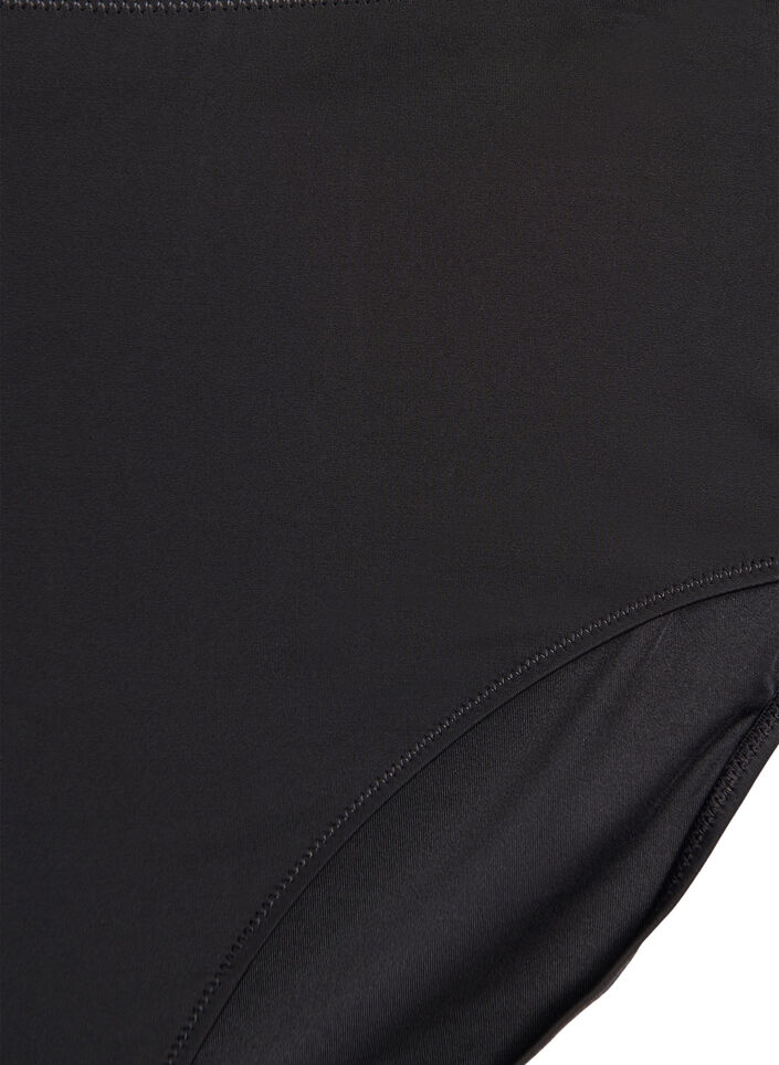 Solid coloured high-waisted bikini bottom, Black, Packshot image number 2