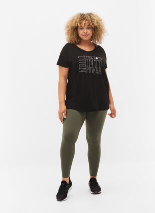 Training T-shirt with print, Black w. turn, Model image number 2