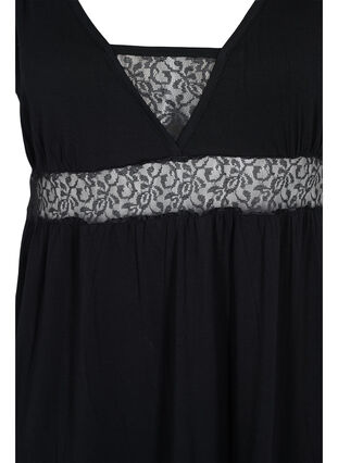 Viscose night dress with lace details, Black, Packshot image number 2