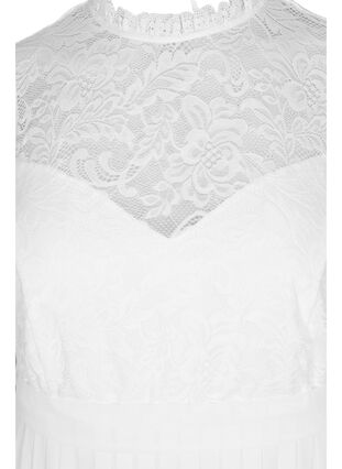 Sleeveless dress with lace and pleats, Star White, Packshot image number 2
