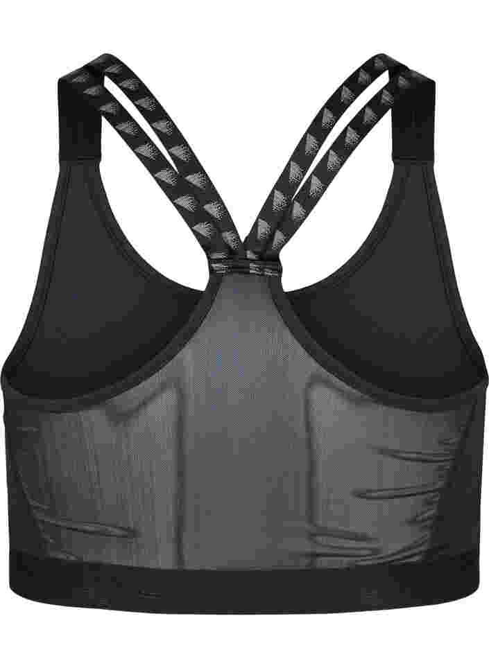 Sports bra with mesh back, Black, Packshot image number 1