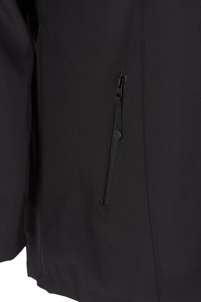 Short, hooded softshell jacket, Black, Packshot image number 3