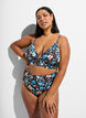 Floral bikini top with tie back, Blue, Model image number 0