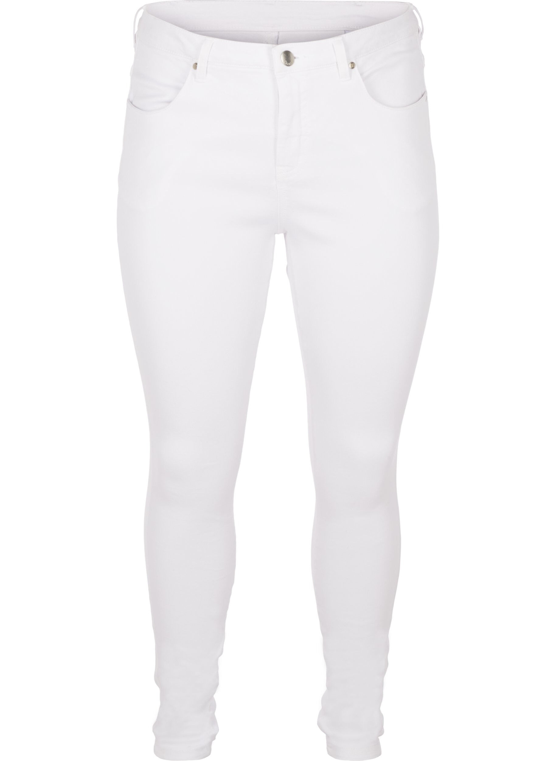 Zizzifashion Super slim Amy jeans with high waist, White, Packshot image number 0