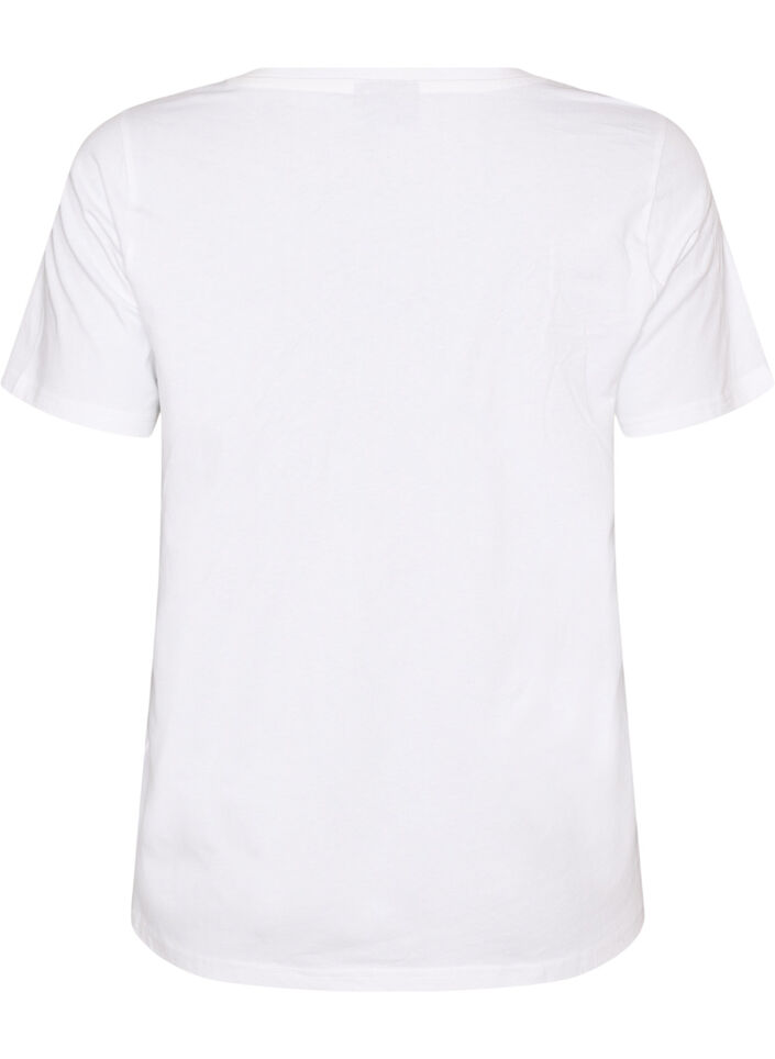 Organic cotton T-shirt with beach print, White, Packshot image number 1