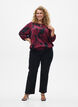 Viscose blouse with flower print and smocking, Dark Bordeaux, Model image number 1