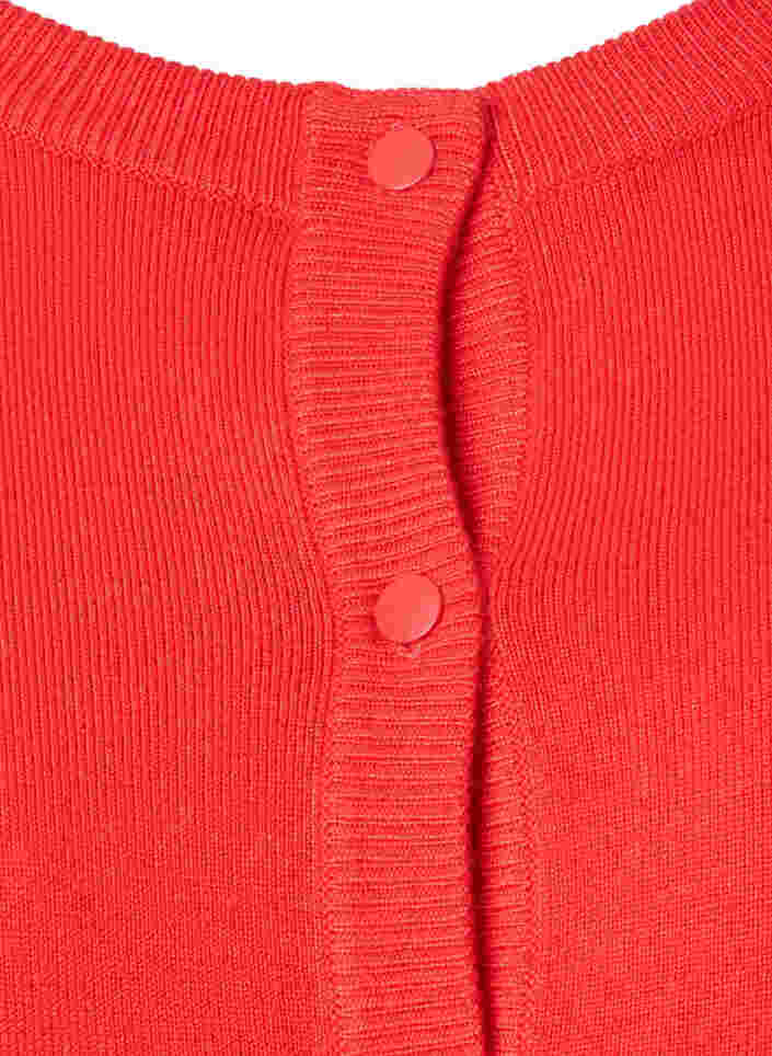 Ribbed cardigan with button closure, Poppy Red, Packshot image number 2