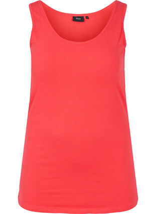 Solid color basic top in cotton, Hibiscus, Packshot image number 0