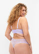 Floral lace thong with regular waist, Purple, Model image number 1
