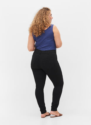 Super slim Amy jeans with elasticated waist, Black, Model image number 1