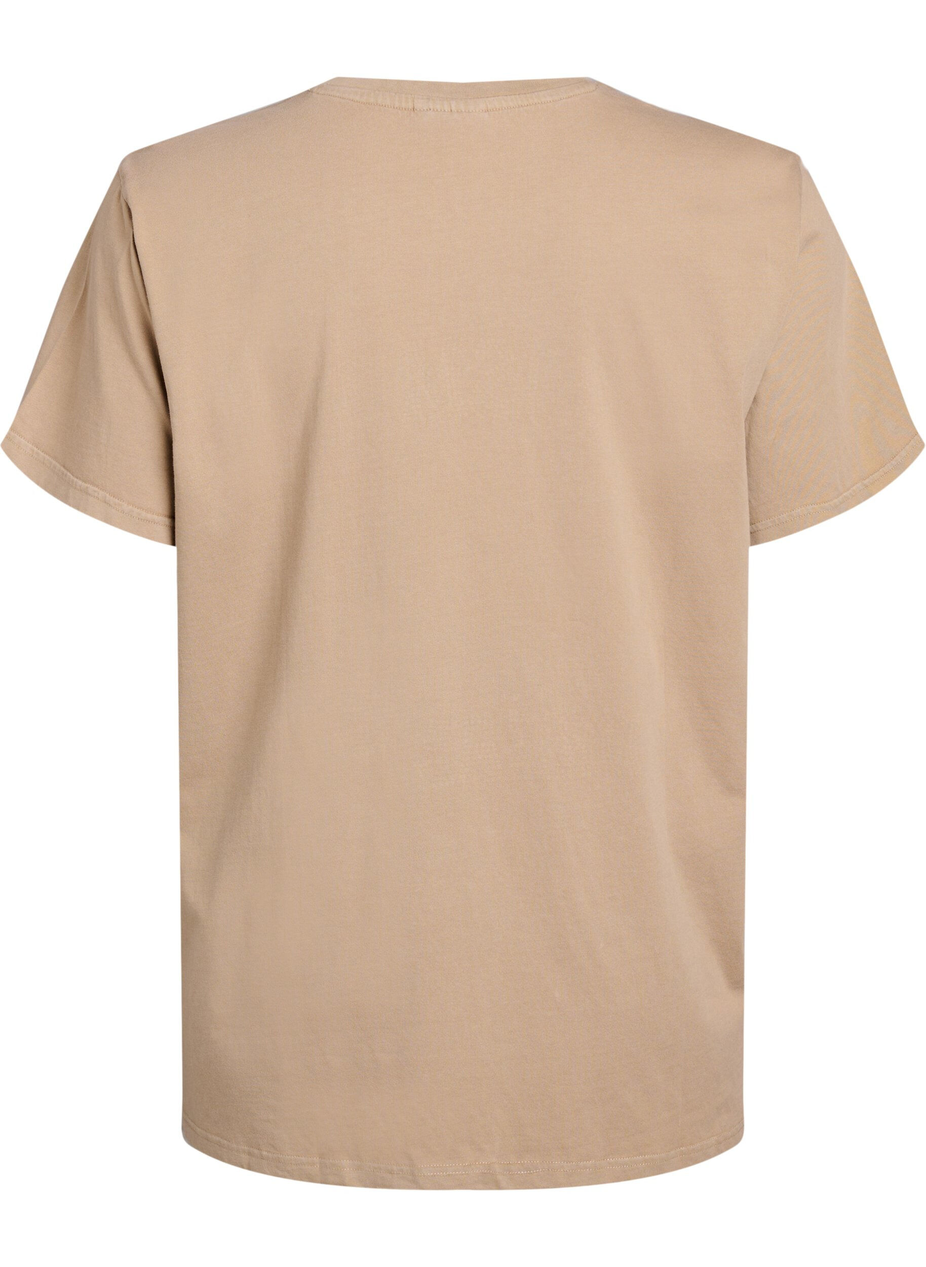 Zizzifashion Organic cotton T-shirt with rhinestones and butterfly motif, Brown, Packshot image number 1