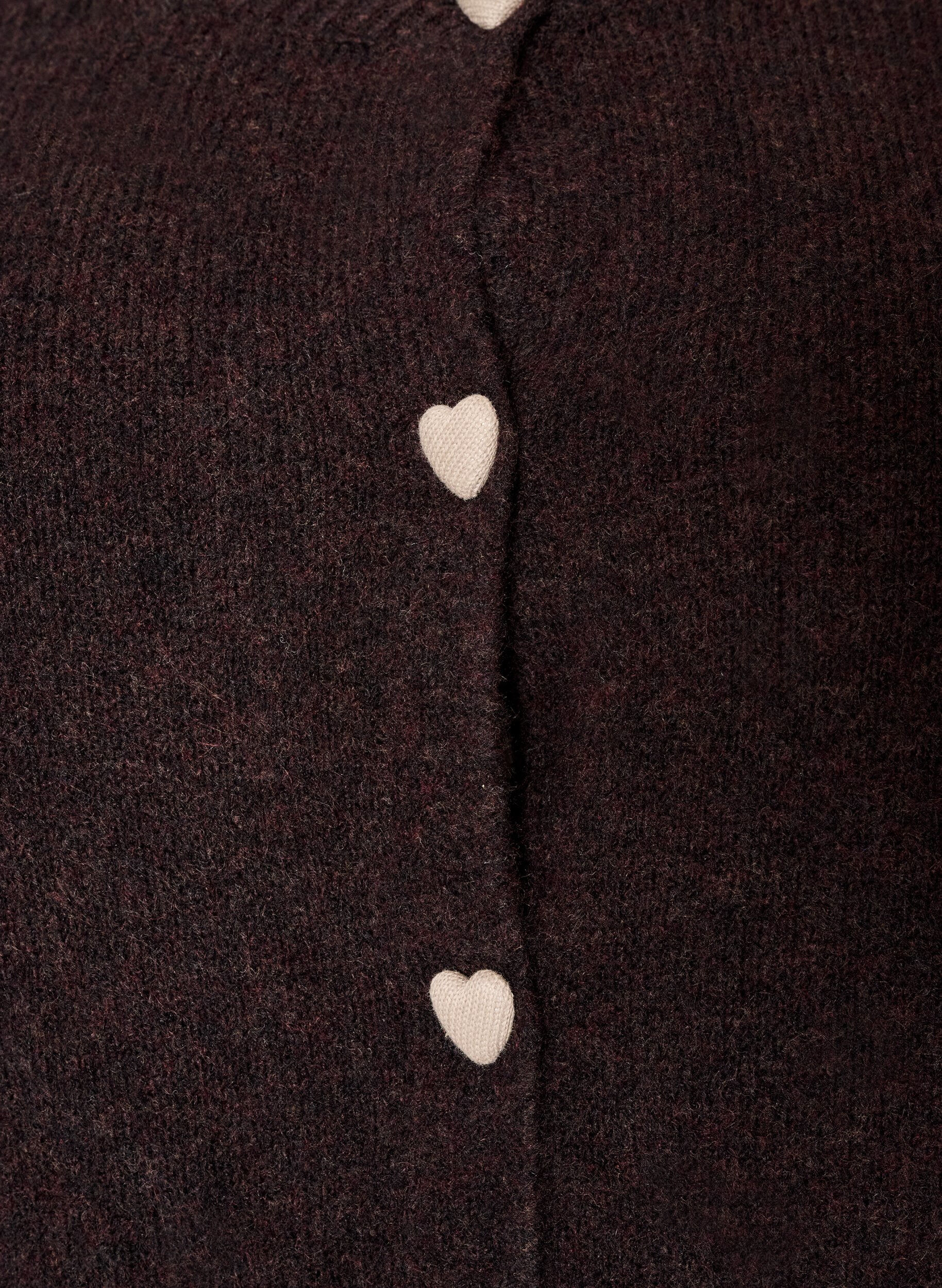 ZizzifashionCardigan with heart-shaped buttons, Brown, Packshot image number 2