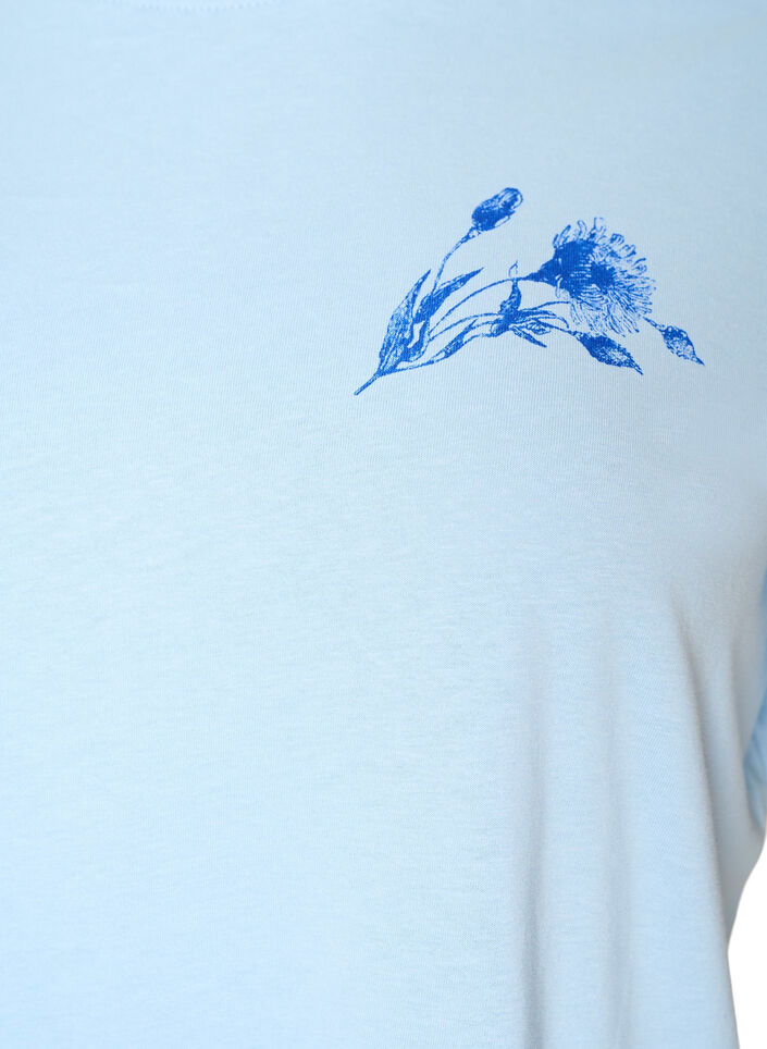 Cotton T-shirt with print, Light Blue, Packshot image number 2