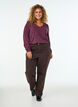 Jersey blouse with a V-neck and long sleeves, Dark Bordeaux, Model image number 1