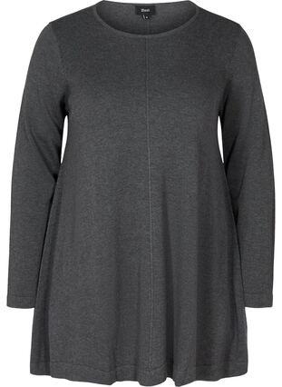 Knitted A-line blouse, Dark Grey Melange, Packshot image number 0