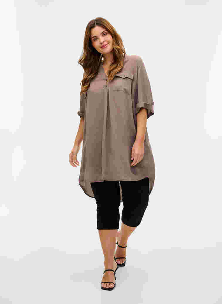 Viscose tunic with short sleeves, Falcon, Model image number 2