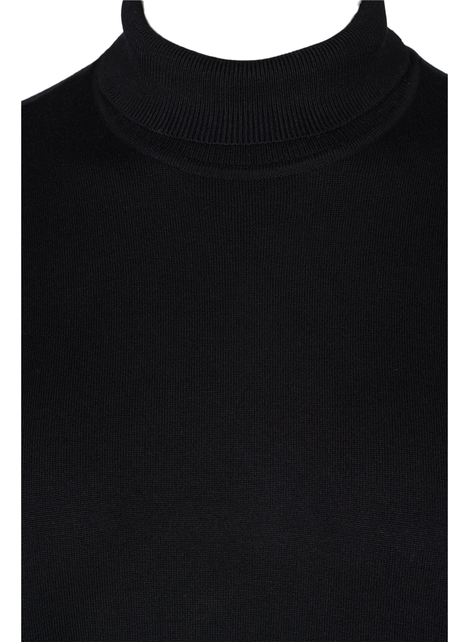 Zizzifashion Viscose knit blouse with turtleneck, Black, Packshot image number 2