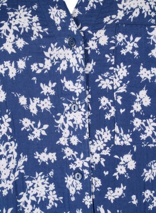 Floral nightshirt with 3/4 sleeves, V. Indigo Flower AOP, Packshot image number 2