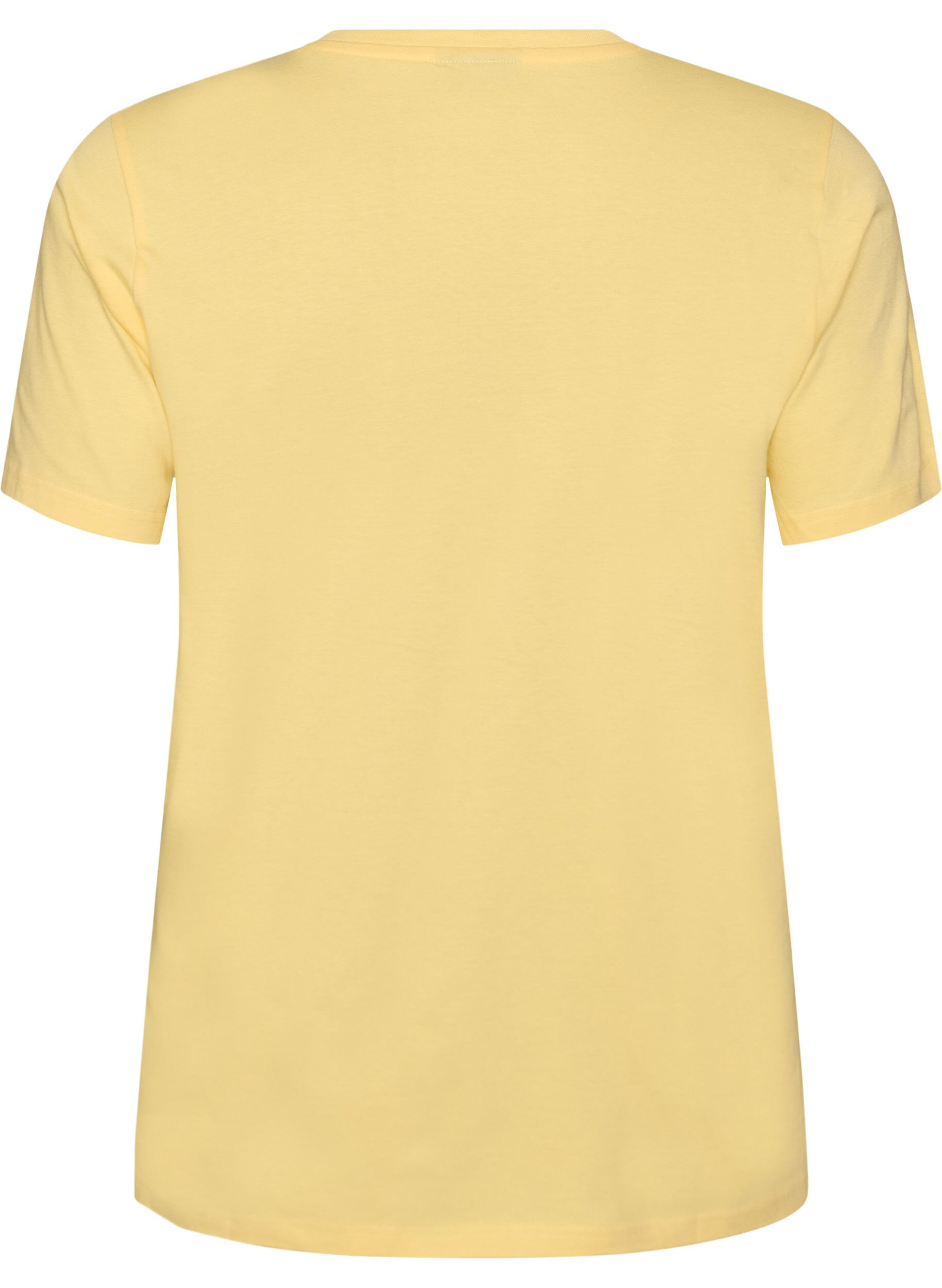 ZizzifashionOrganic cotton T-shirt with eyelet embroidery, Yellow, Packshot image number 1