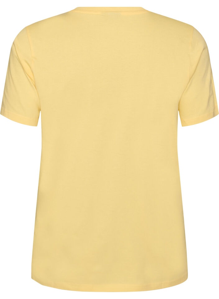 Organic cotton T-shirt with eyelet embroidery, Yellow, Packshot image number 1