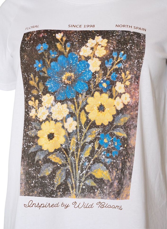 Cotton T-shirt with front print, White, Packshot image number 2