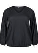 FLASH - Blouse with texture and long sleeves, Black, Packshot image number 0